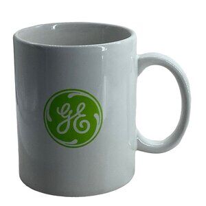 GE‎ General Electric Logo Mug Cup Promotional Advertising White Green Ceramic